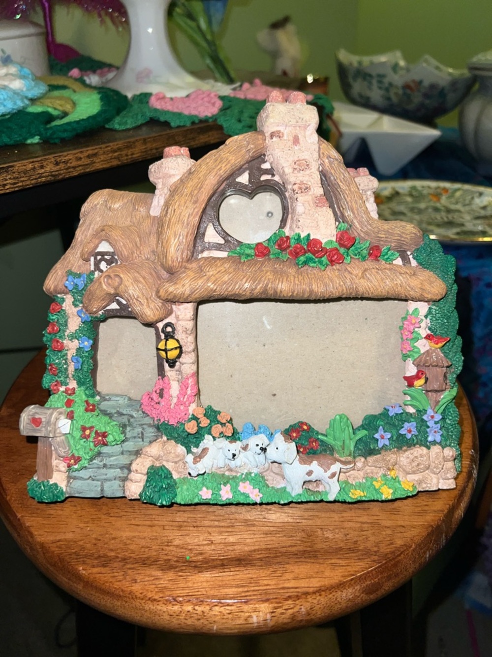 Cottagecore Collectable 3d large photo frame with puppies